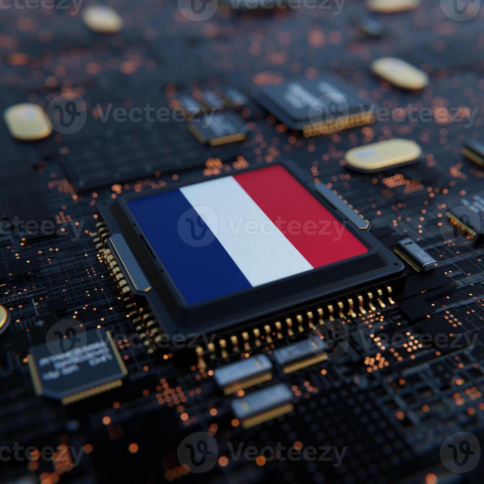 Flag of France on a processor, CPU or Chip photo