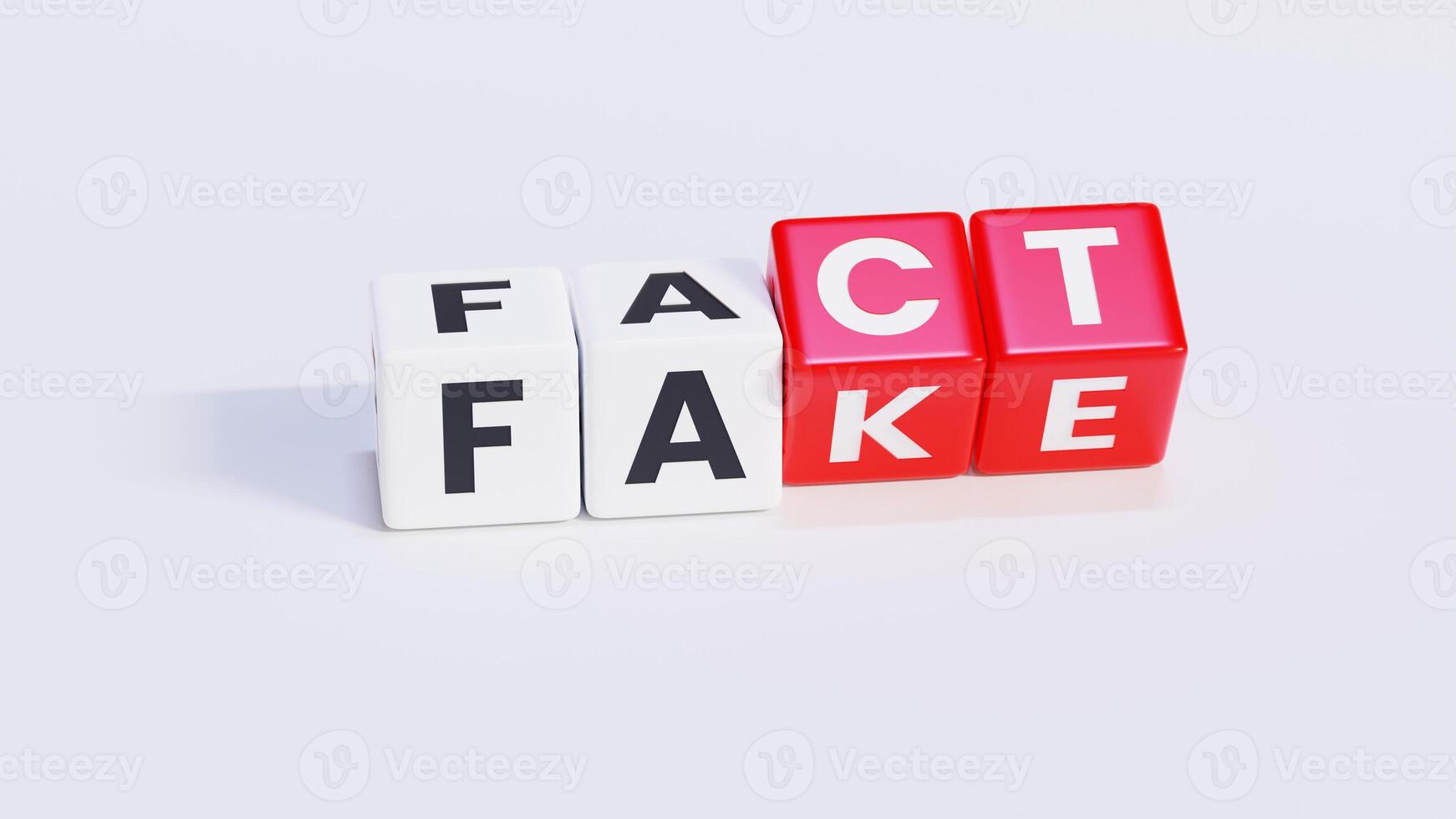 Red, Black Fact and Fake With White Background photo