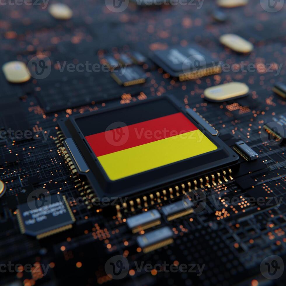 Flag of Germany on a processor, CPU or Chip photo