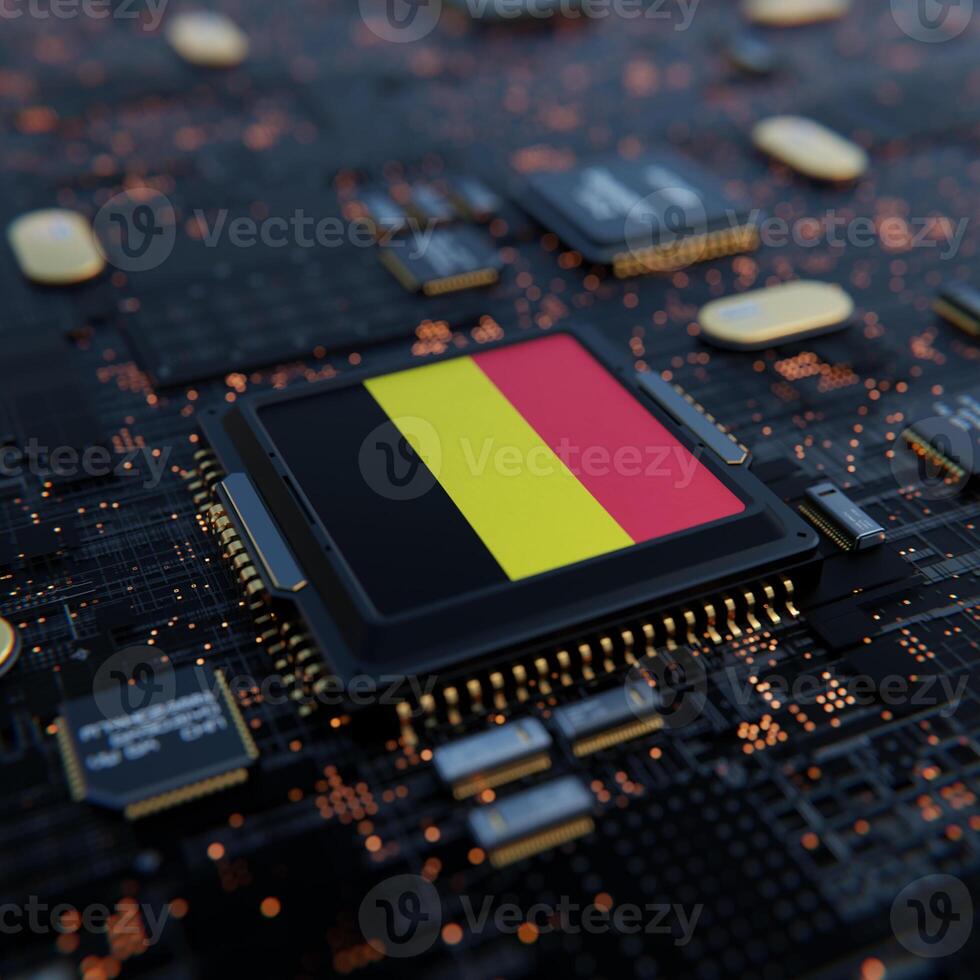 Flag of Belgium on a processor, CPU or Chip photo