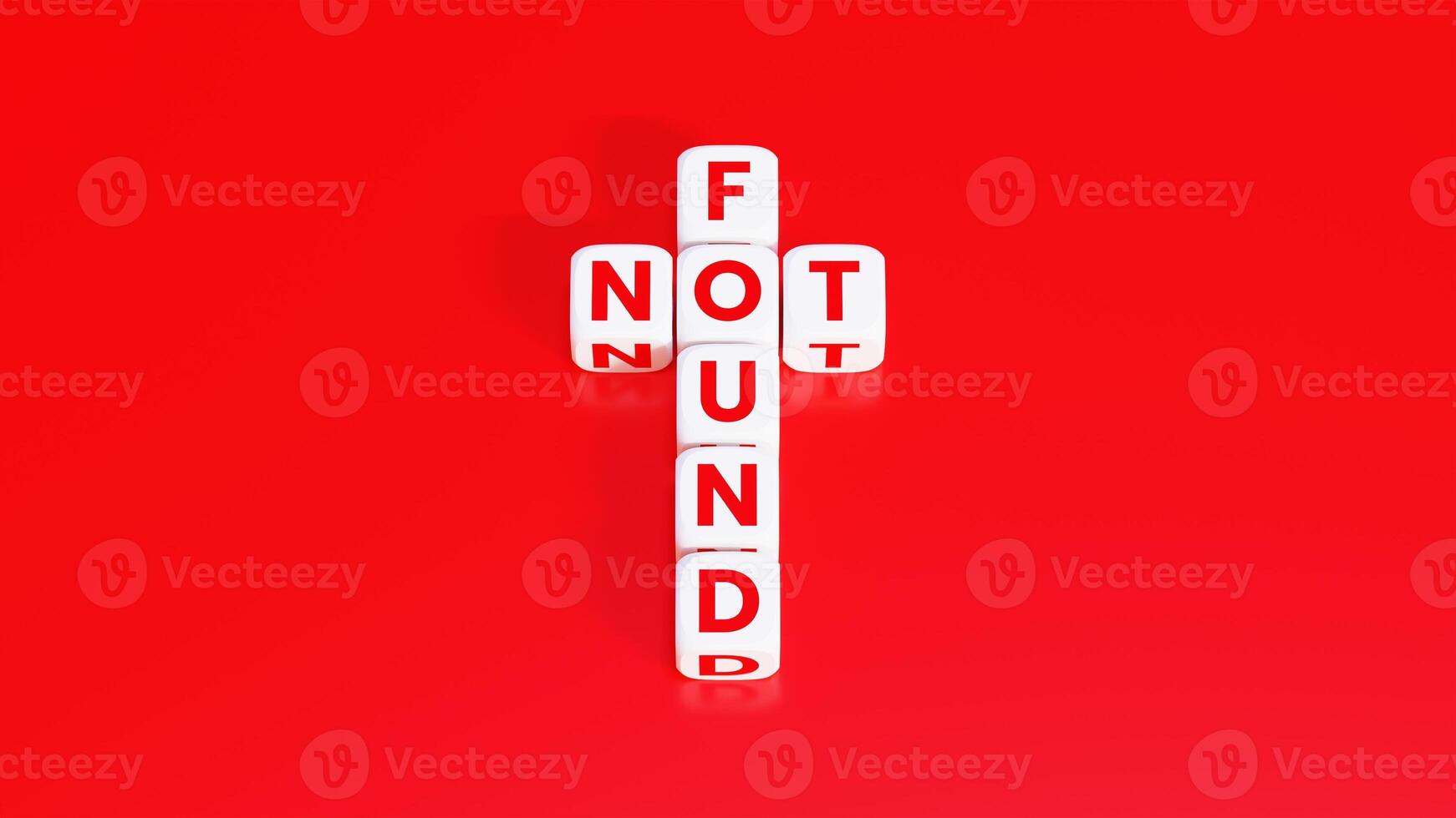 White Not Found - Word On Plastic Blocks - With Red Background photo