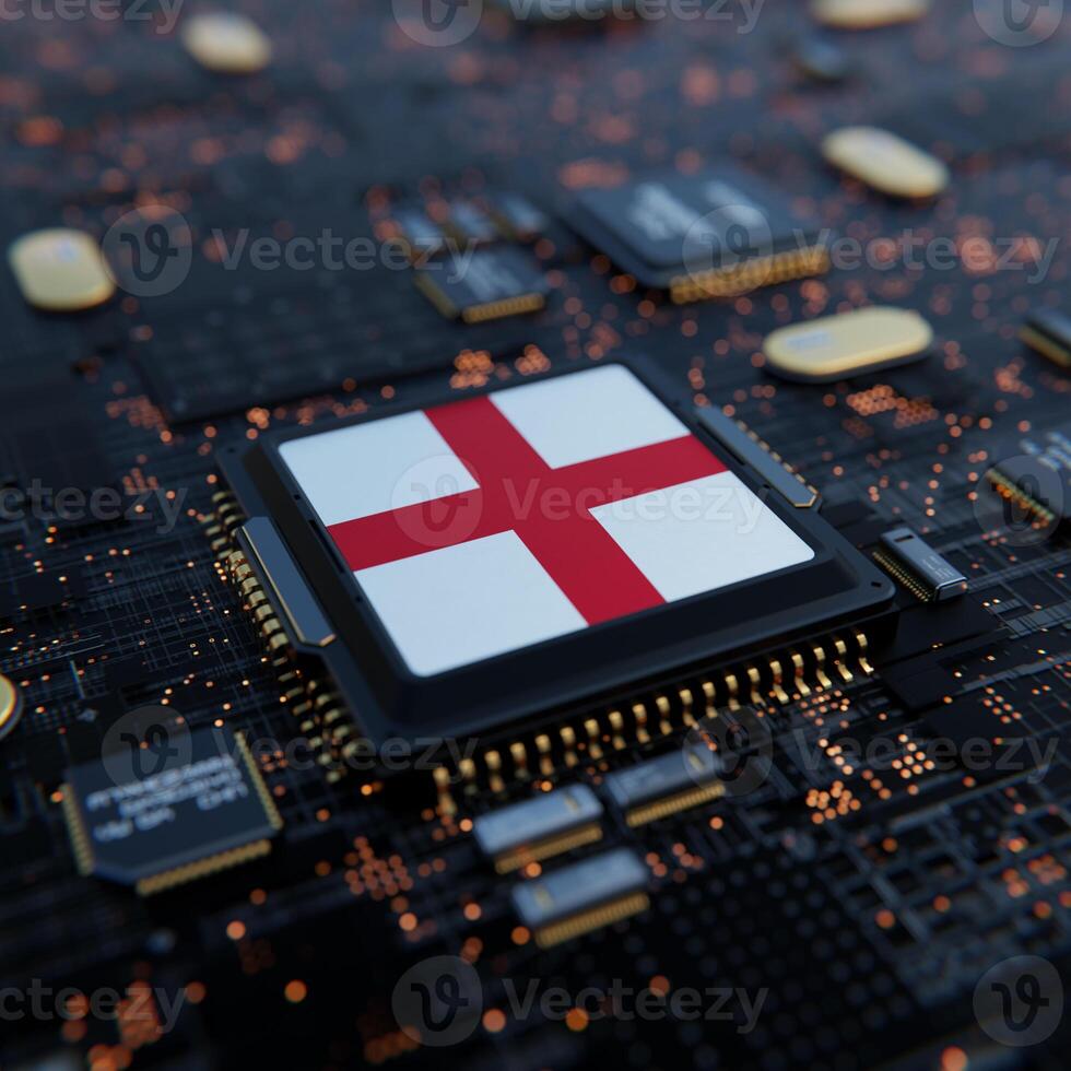 Flag of England on a processor, CPU or Chip photo