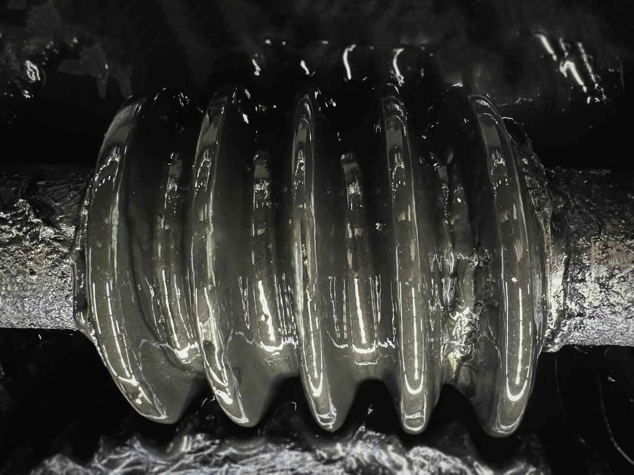 Worm gear cover with grease for lubricate machine part photo