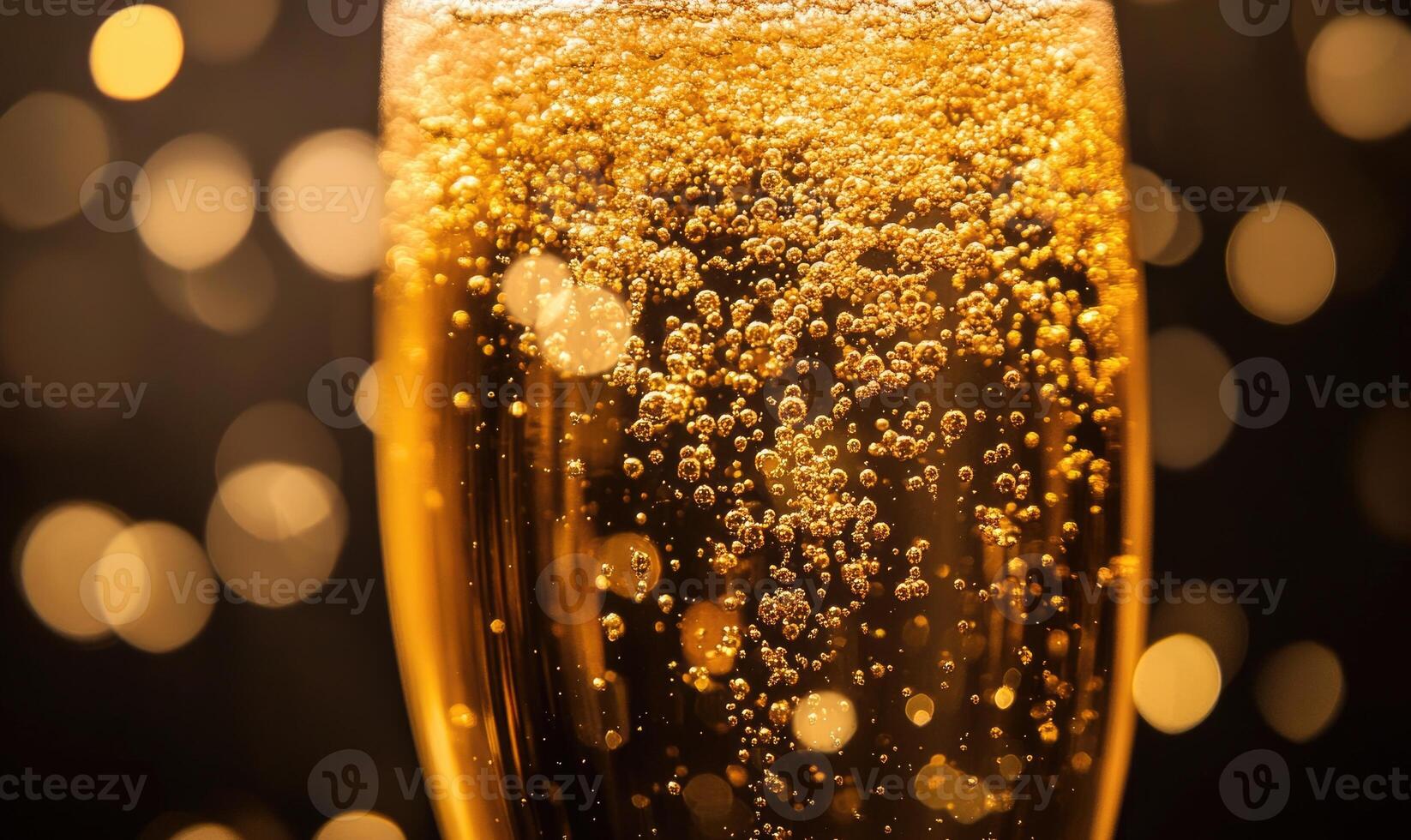 A glass of champagne with bubbles in it photo