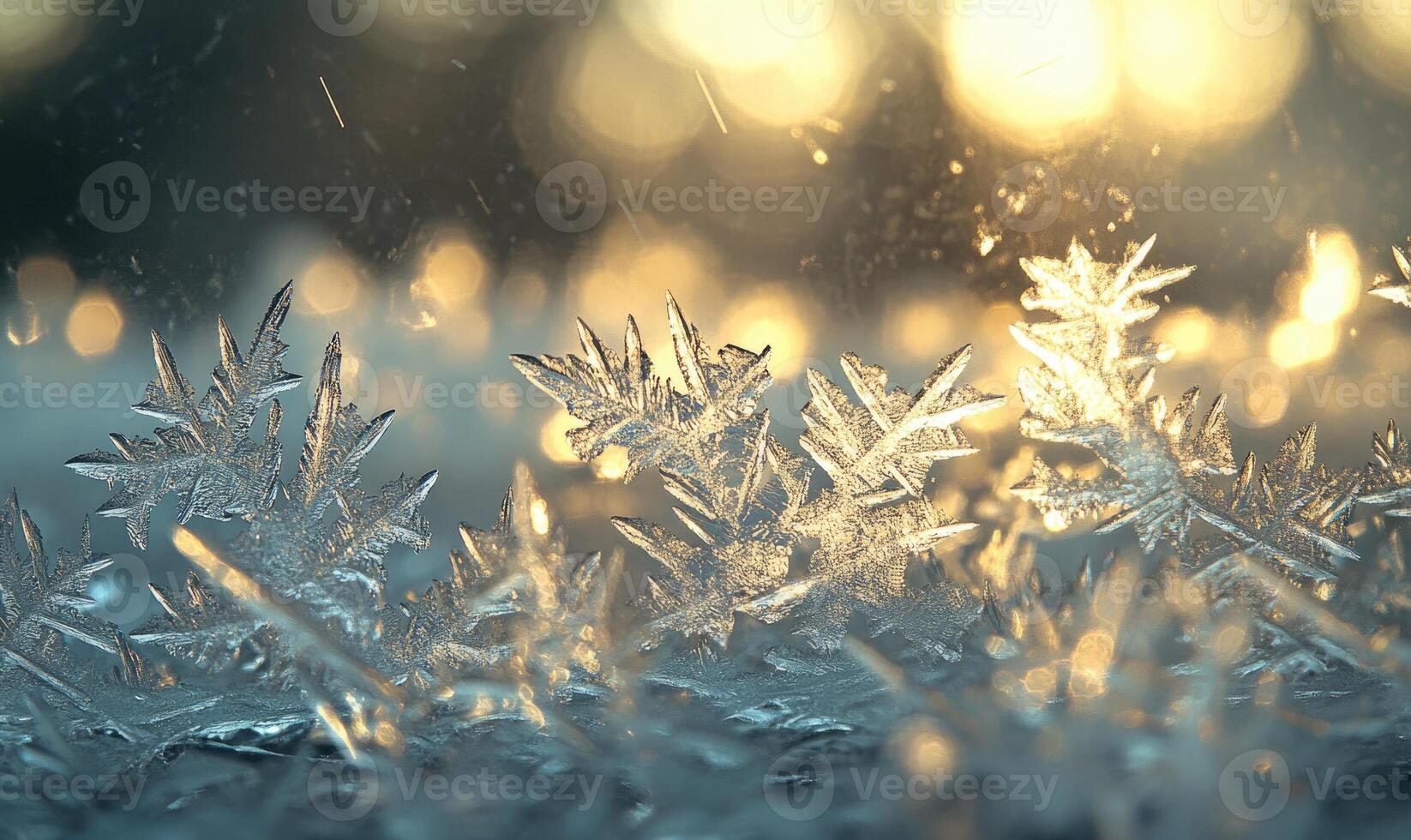 A close up of snowflakes on a surface photo