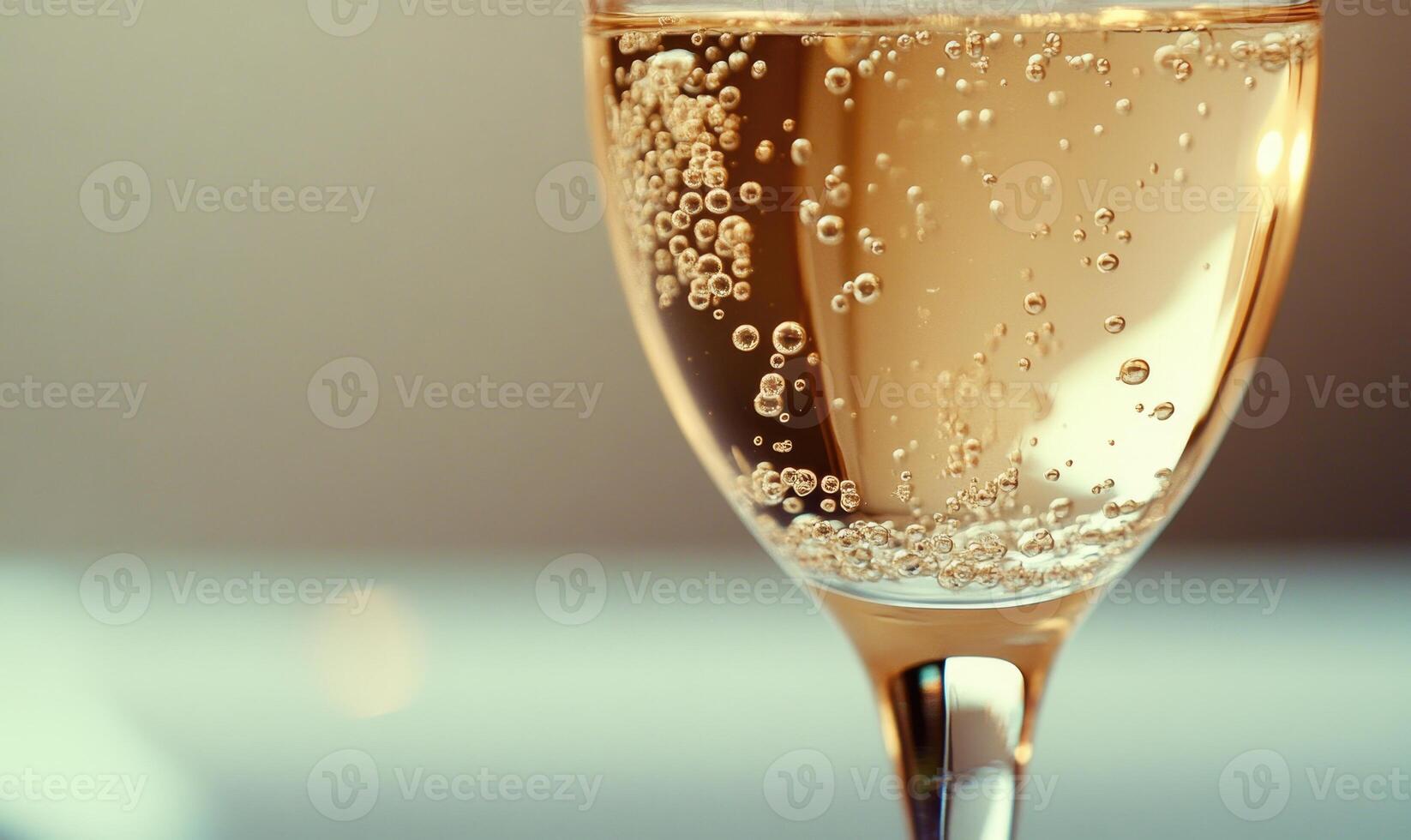 A glass of champagne with bubbles in it photo