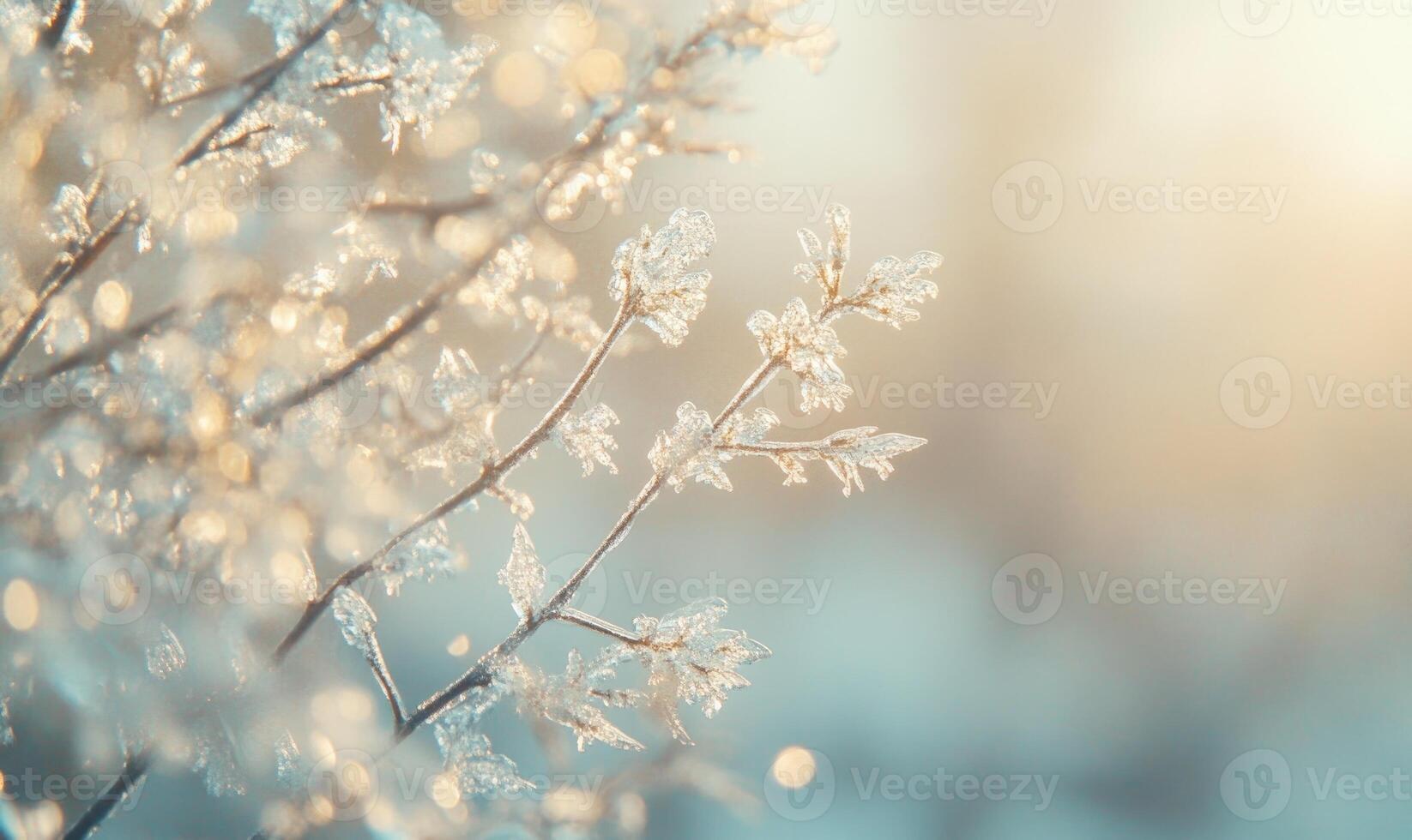 A branch covered in frost and snow photo
