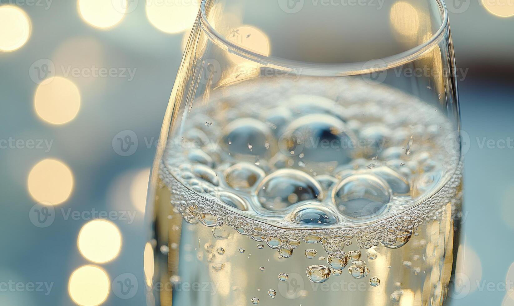 A glass of champagne with bubbles in it photo