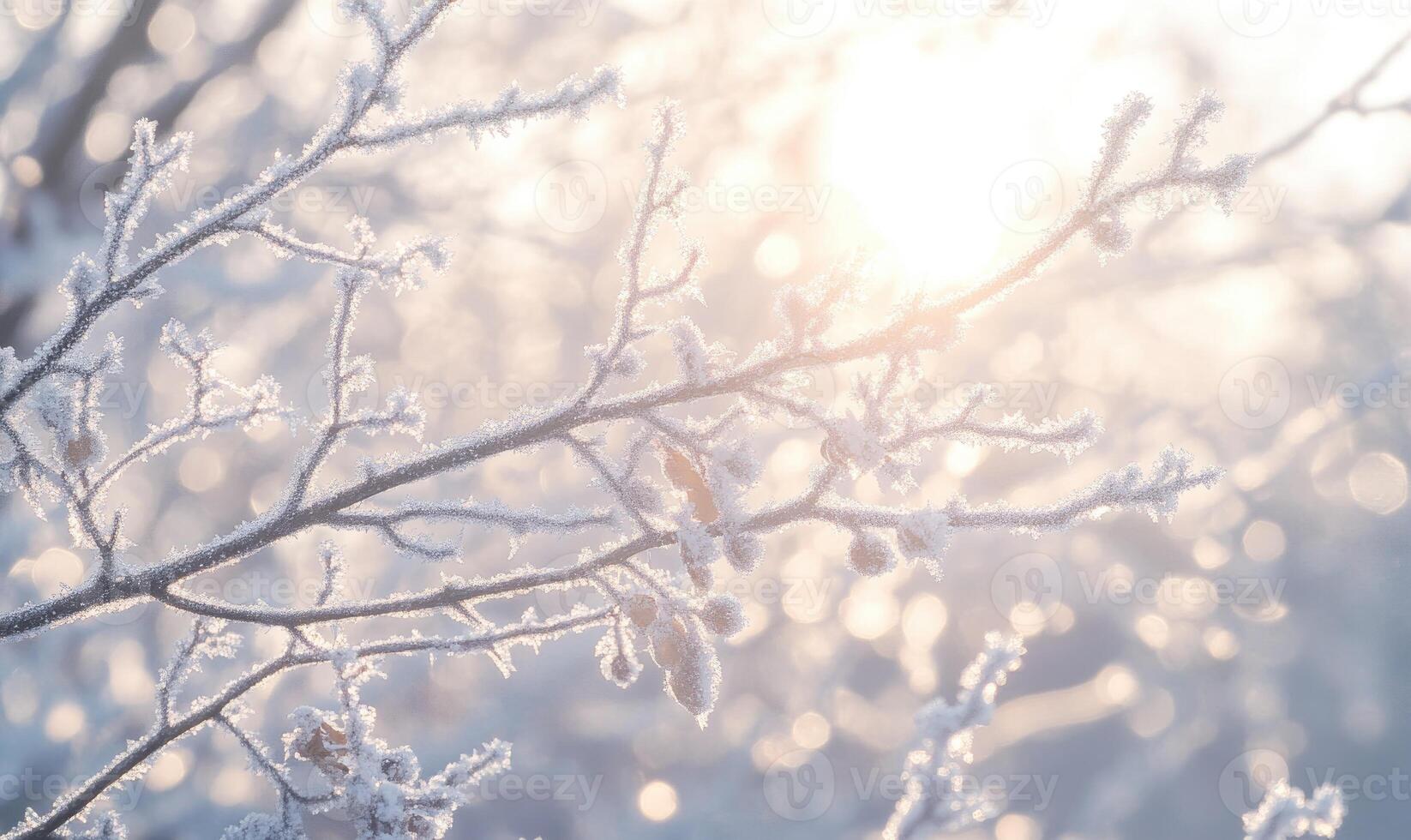 A branch covered in frost and snow photo