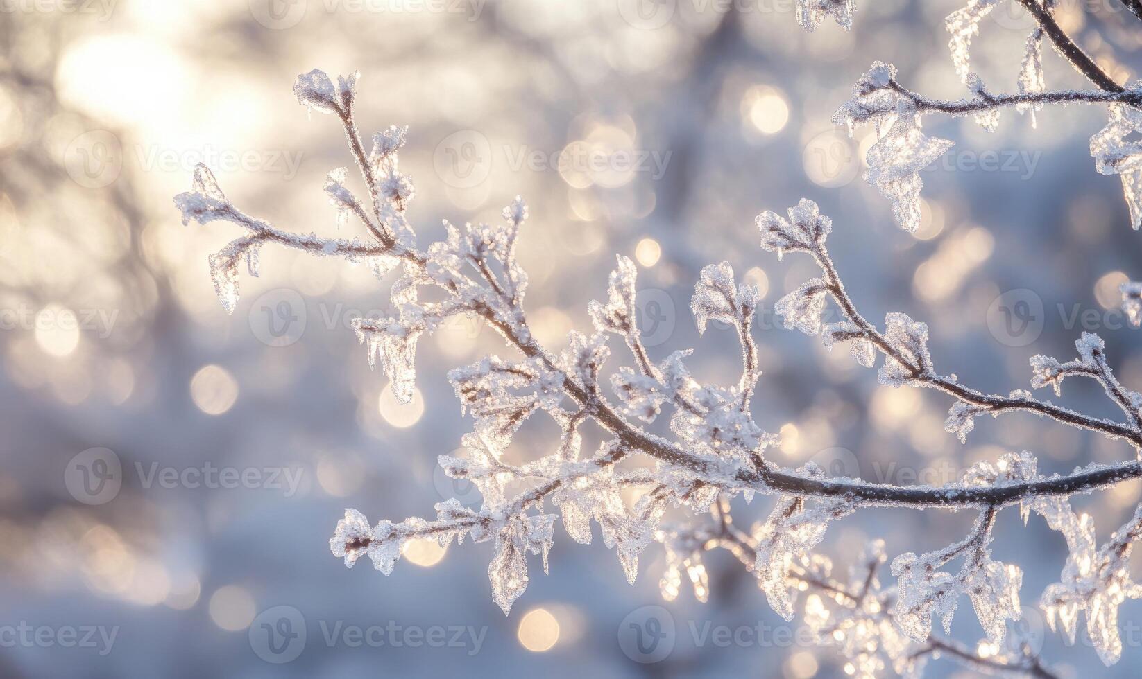 A branch covered in frost and snow photo