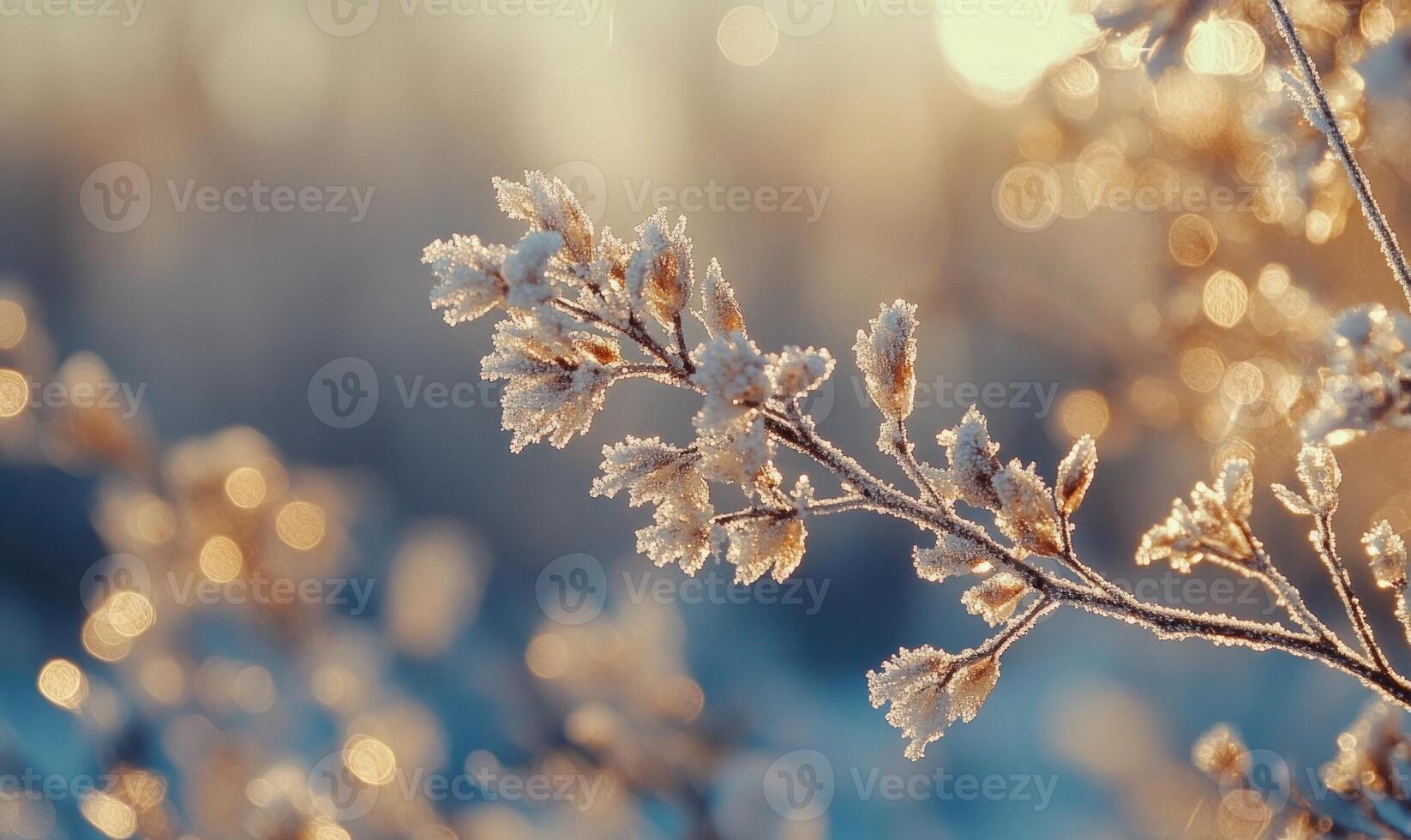 A branch covered in frost and snow photo
