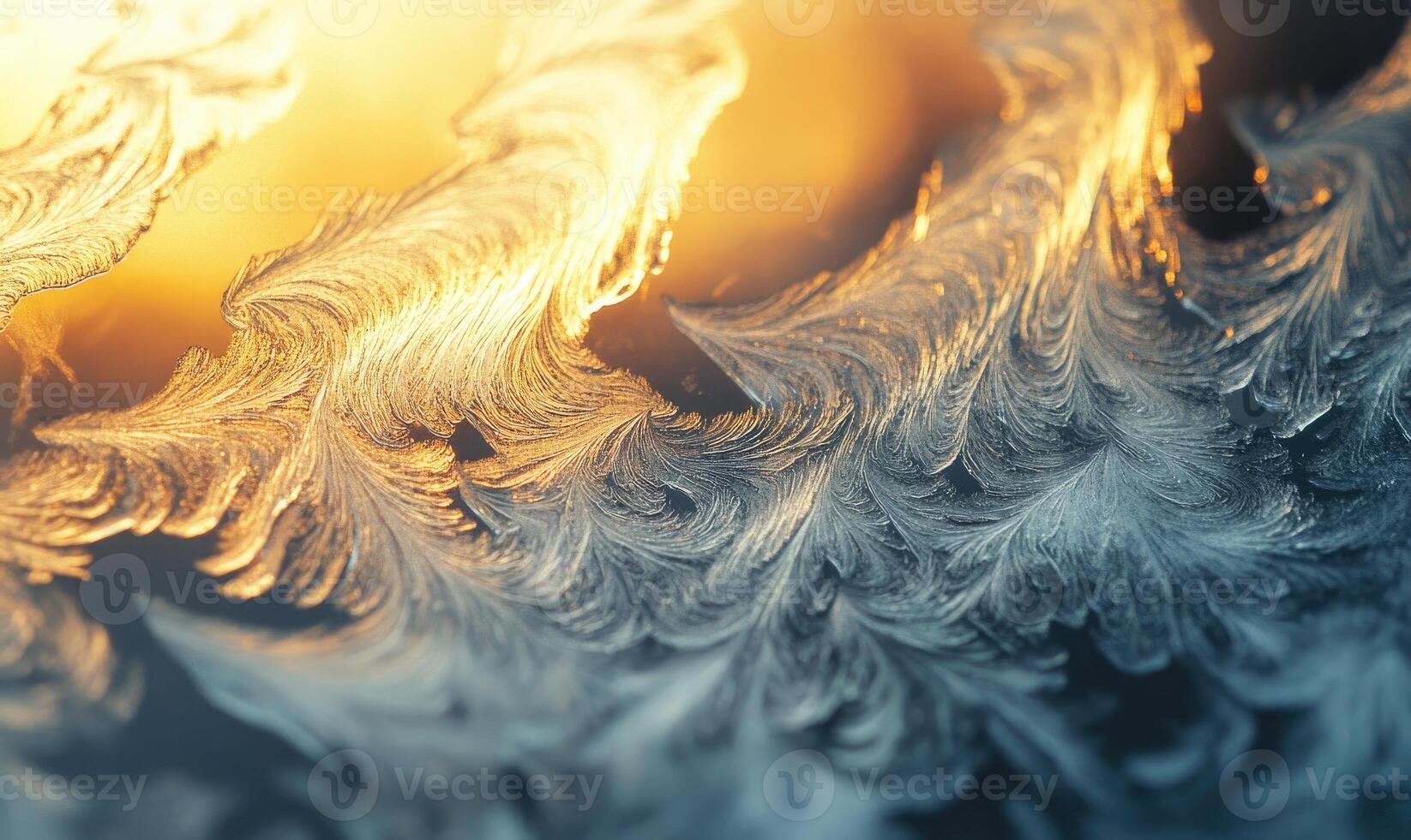 A frozen leaf with a blue and white color scheme photo