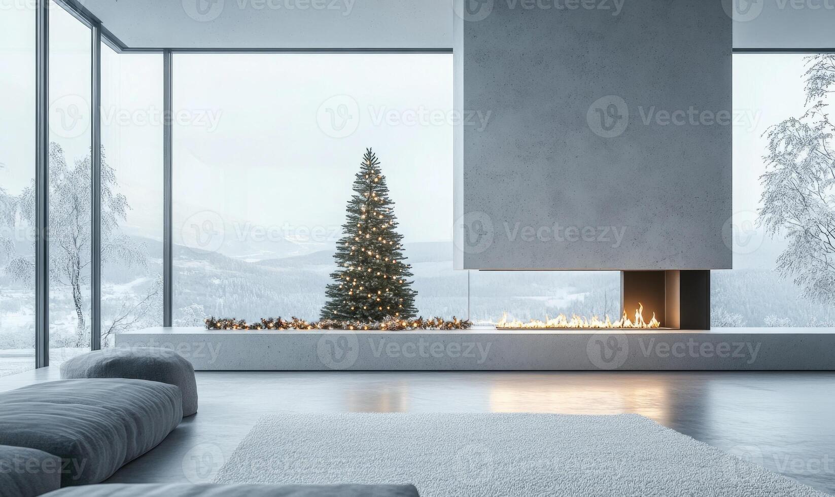 The room is decorated with white furniture and a white rug photo