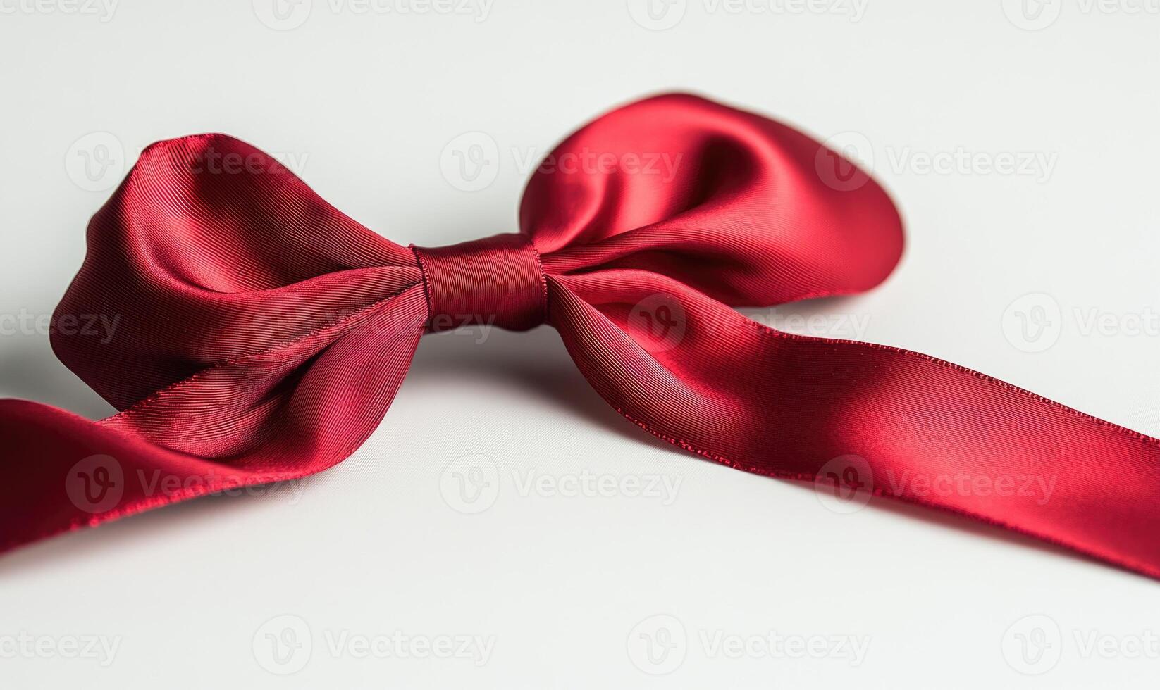 A red ribbon is tied in a bow photo