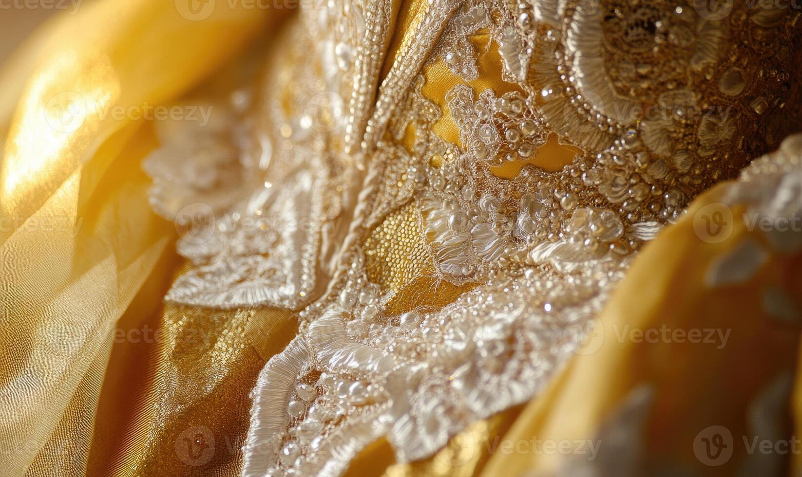 A yellow dress with white embroidery and beads photo