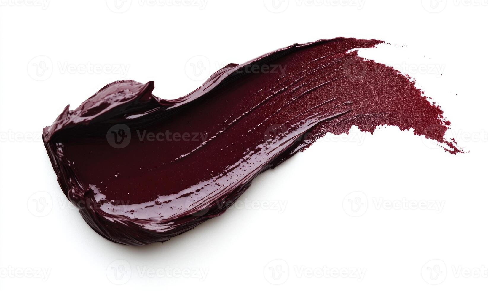 A brush stroke of red lipstick on a white background photo