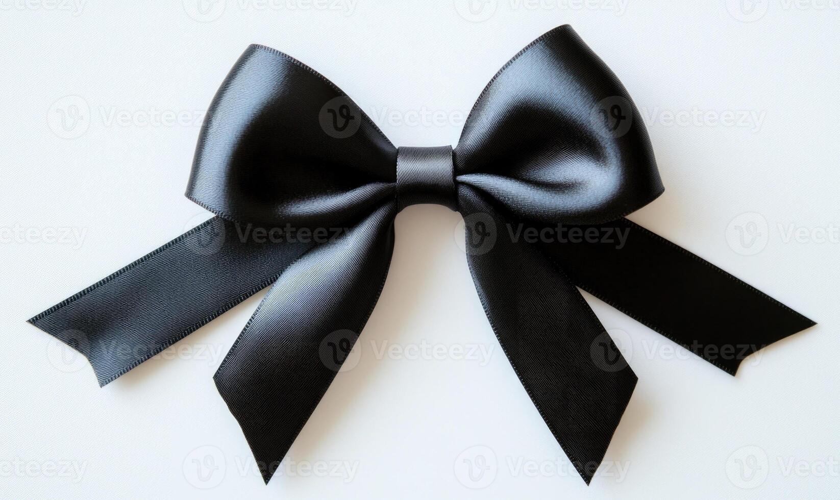 A black satin bow on a white background photo