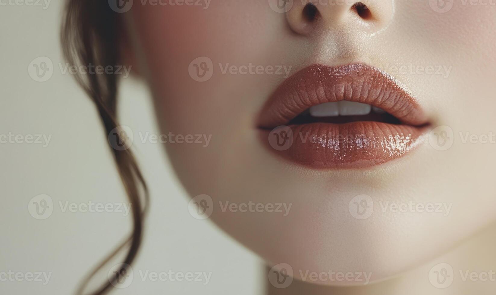 A woman with a full lip is shown with a smile photo