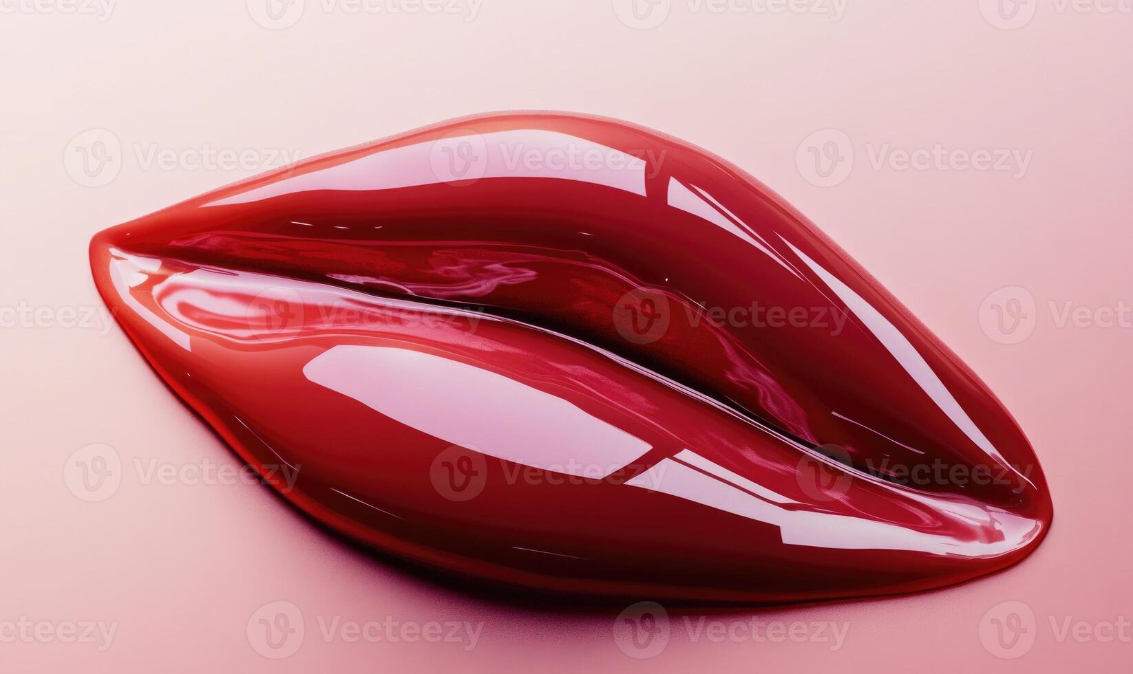 A red lip is shown in a close up photo