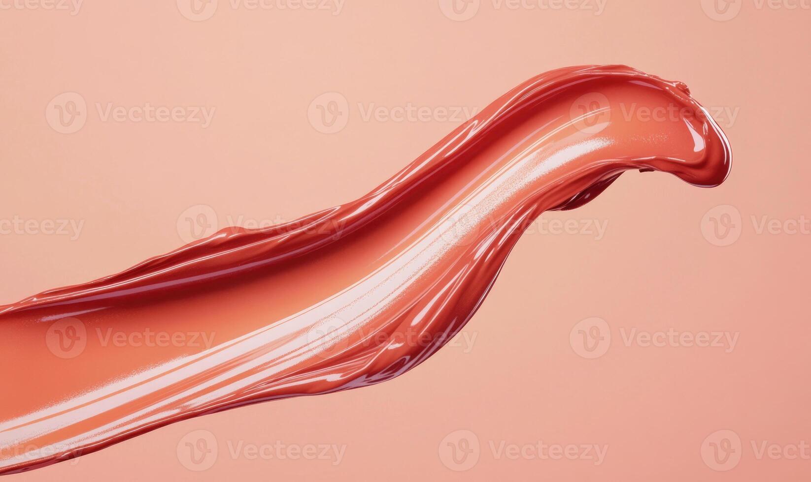A red line of makeup is shown on a pink background photo