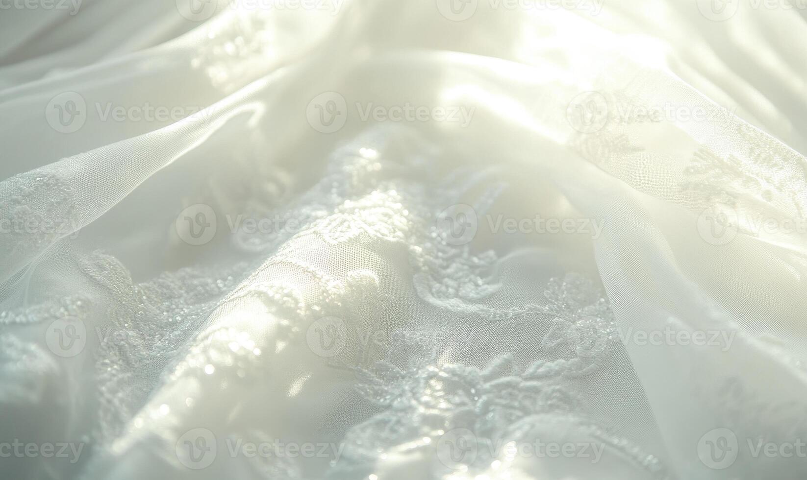 A white lace fabric with a pattern of flowers photo