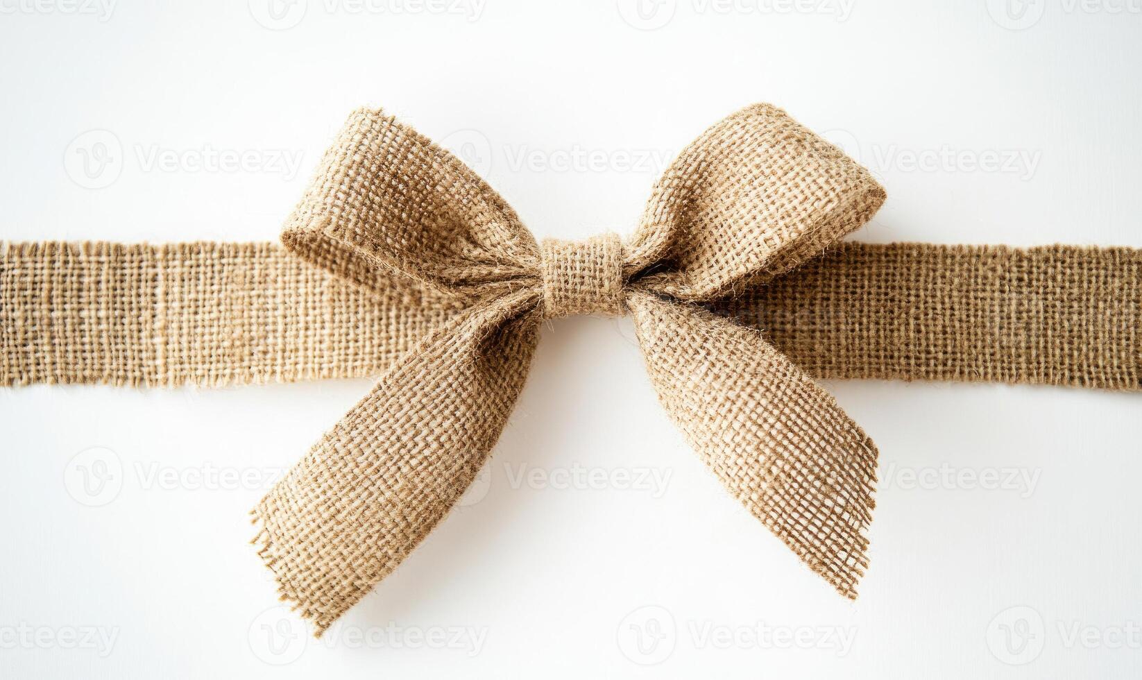 A brown ribbon with a bow is shown on a white background photo