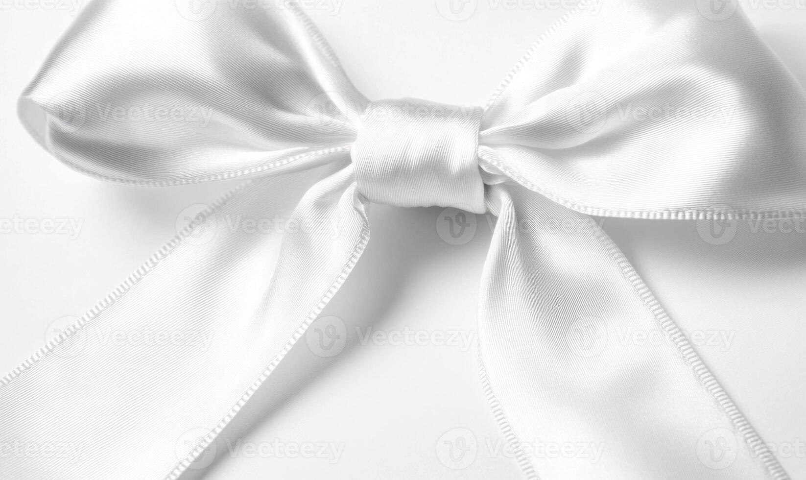 A white ribbon is tied into a bow photo
