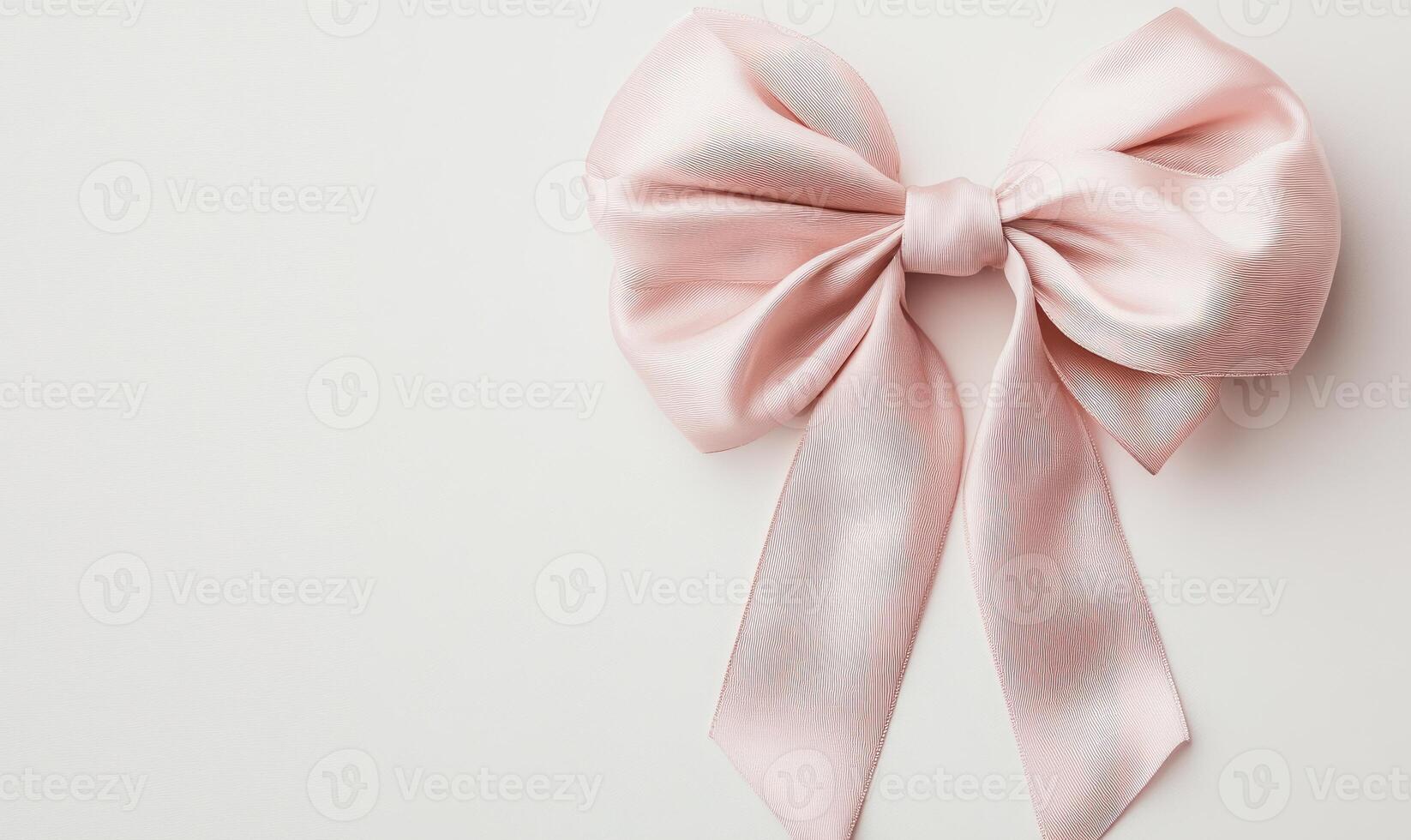 A pink ribbon bow is on a white background photo