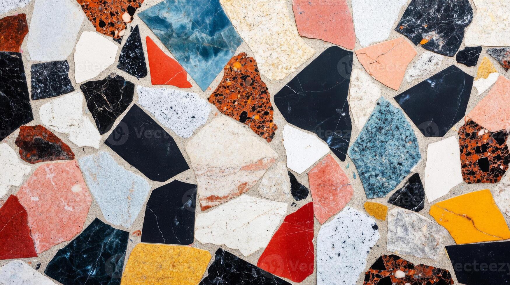 A Mosaic of Irregularly Shaped Colorful Stone Tiles photo