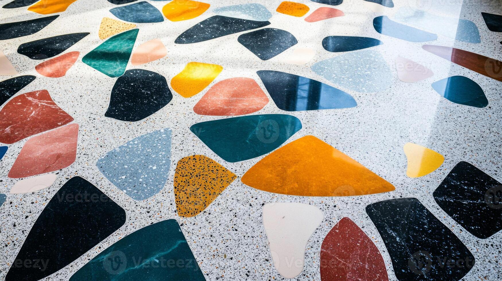 Colorful Terrazzo Floor with Irregular Shapes photo