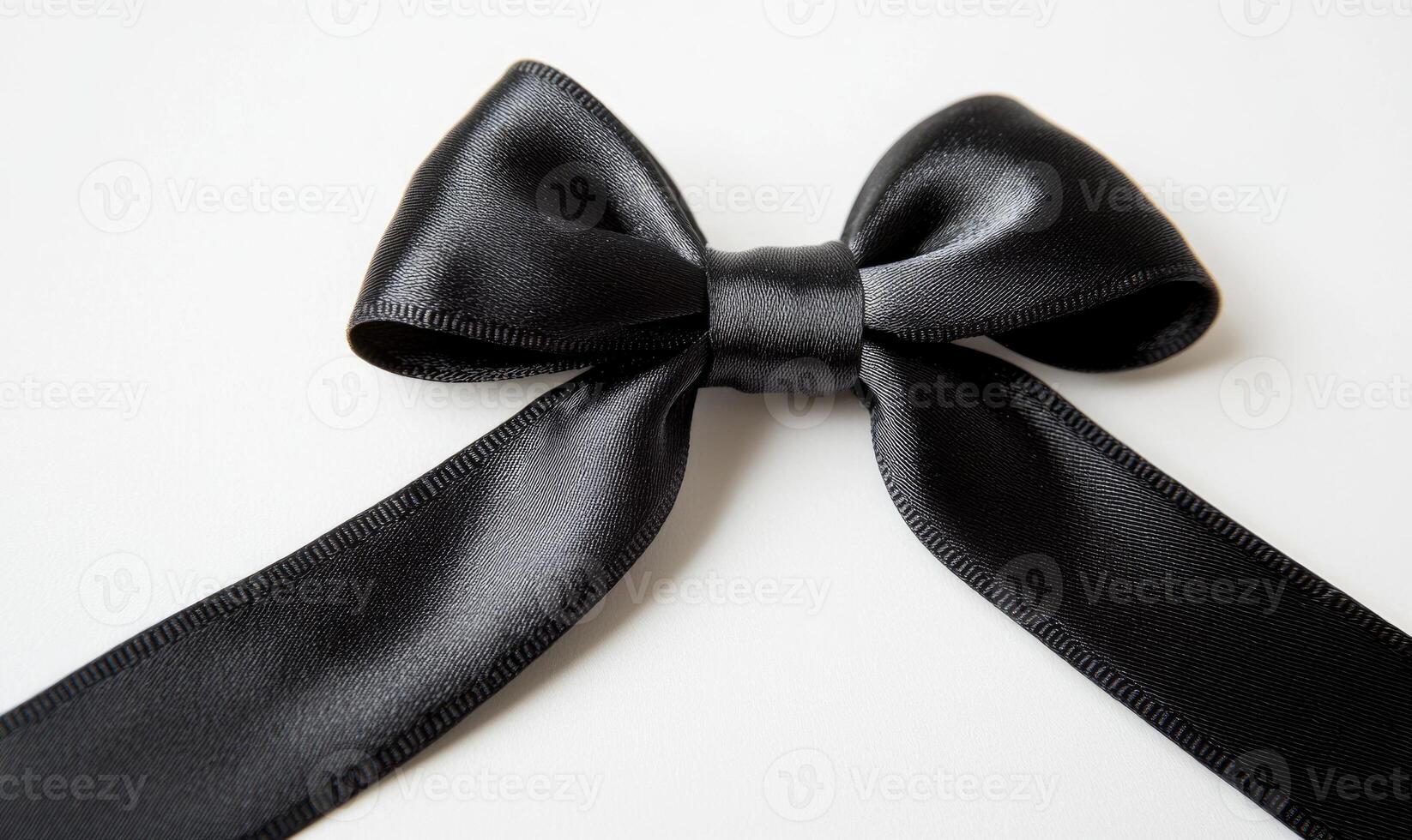 A black ribbon is tied into a bow photo