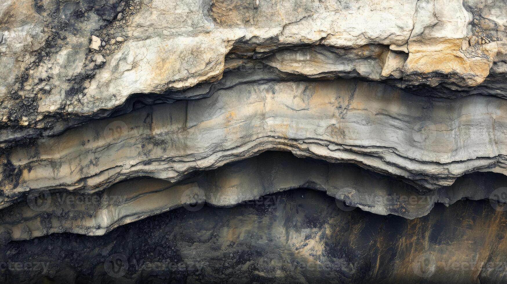 Layered Rock Formation with Fissures and Eroded Edges photo