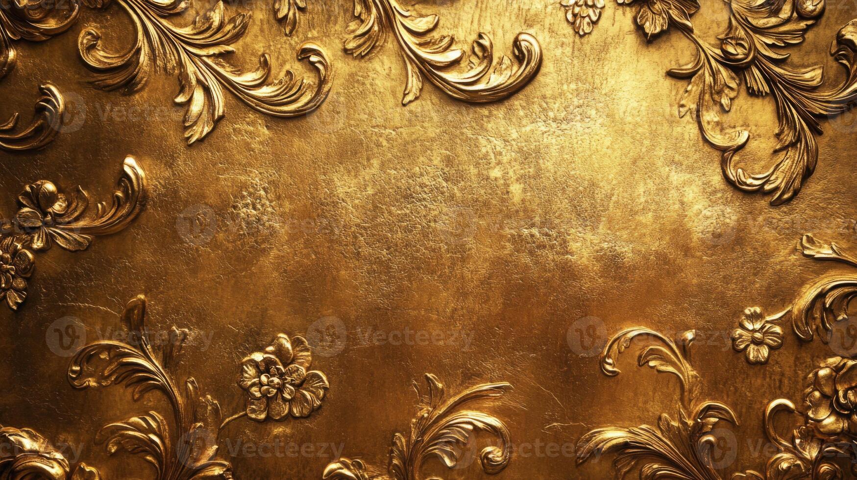 Golden Floral Background with Ornate Design photo