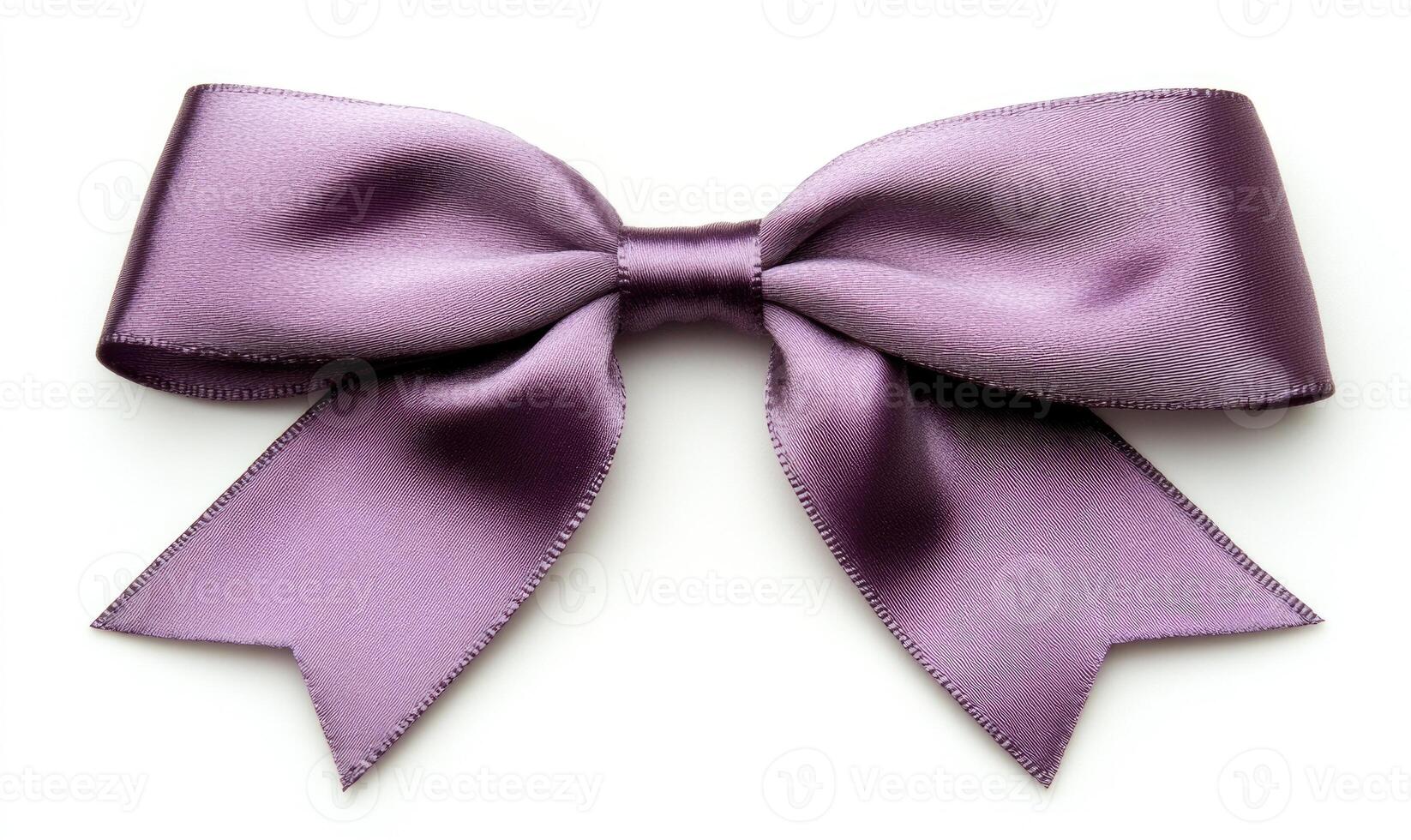 A purple ribbon with a bow is shown on a white background photo