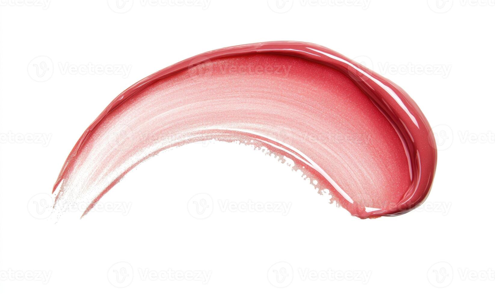 A red lip gloss is shown in a white background photo