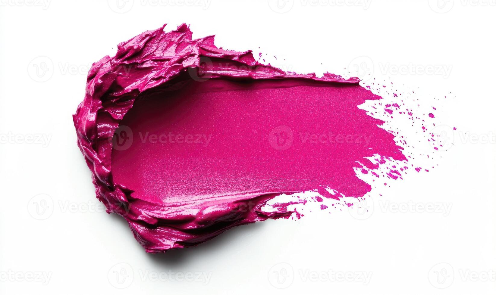 A pink lip gloss is smeared on a white background photo