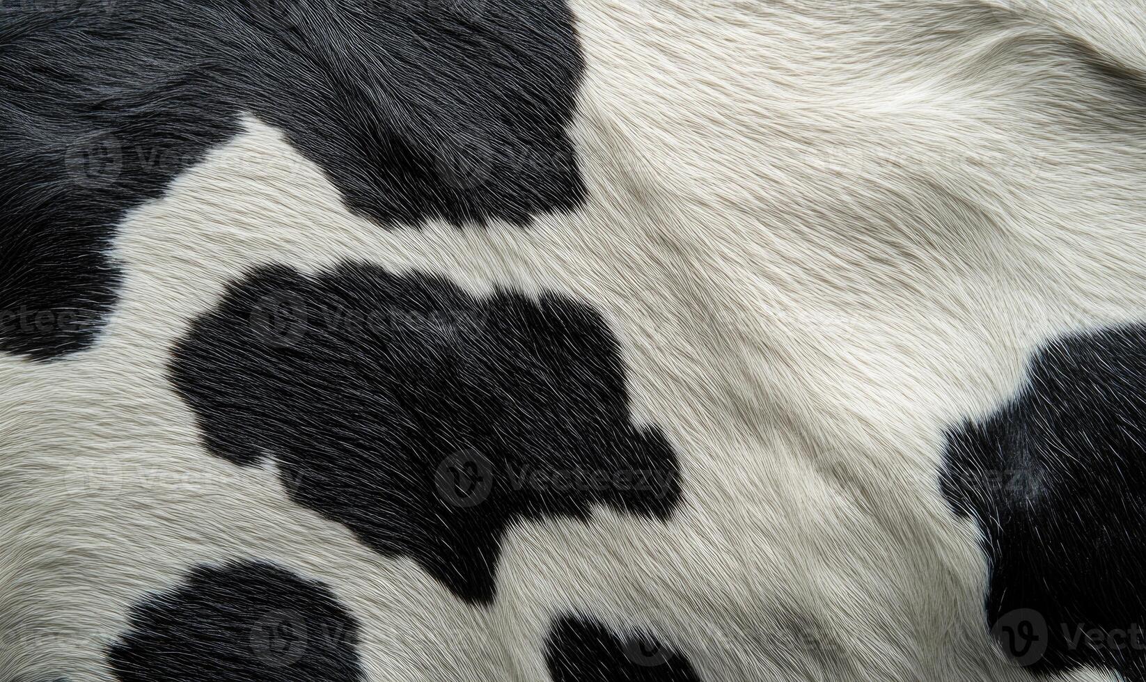 A close up of a cow's fur with black and white spots photo