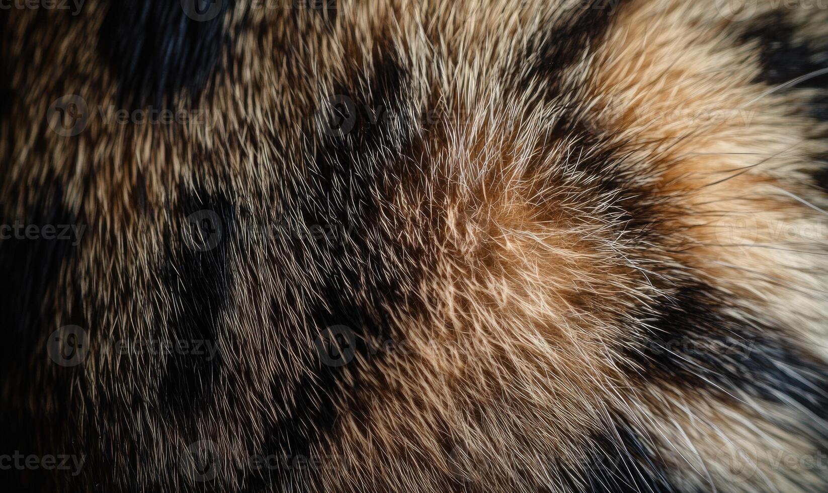 A close up of a cat's fur with a brown and black pattern photo