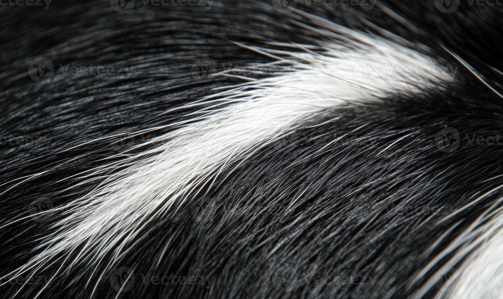 The fur of a dog is shown in black and white photo