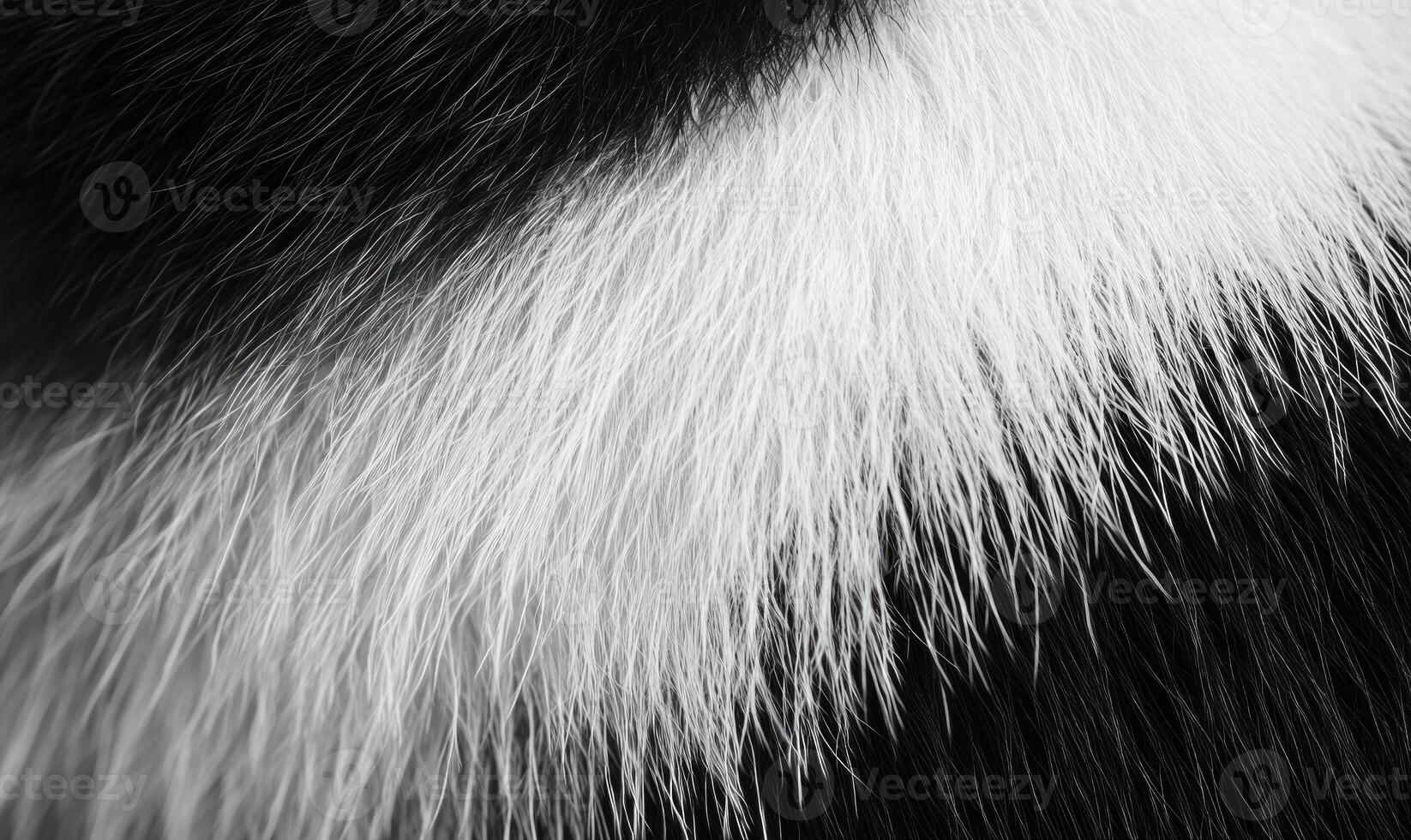 A close up of a furry animal's coat with a black and white background photo