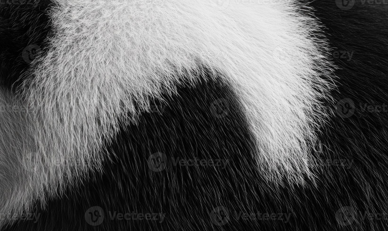 A close up of a cat's fur with a black and white pattern photo