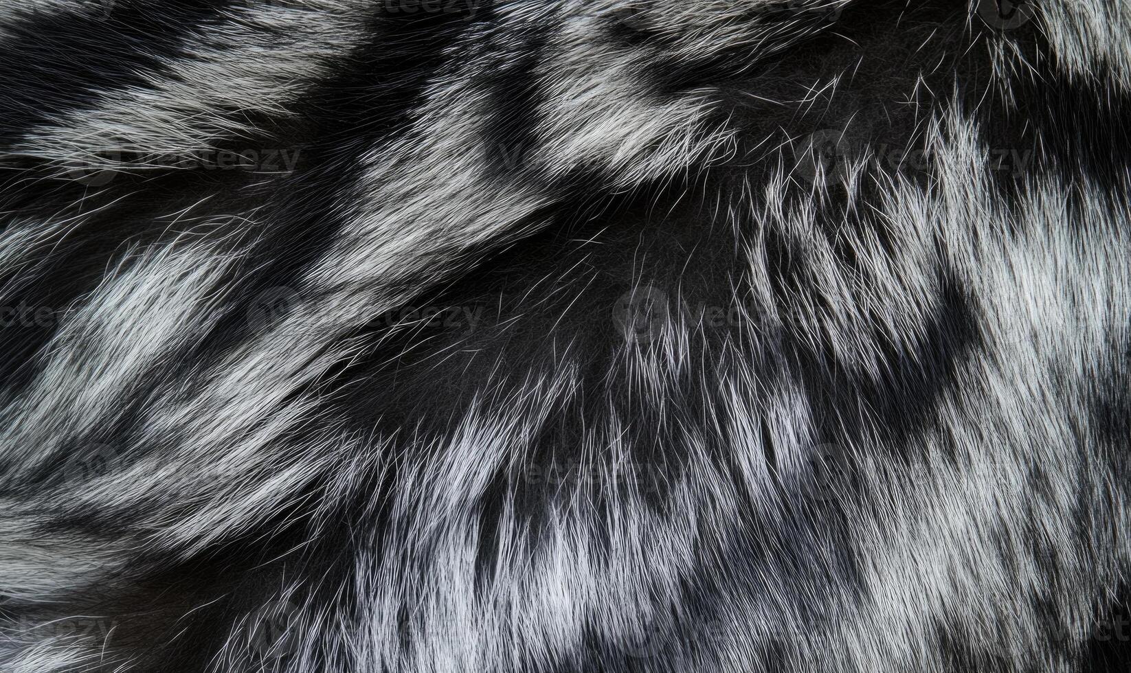 A close up of a fur texture with black and white stripes photo