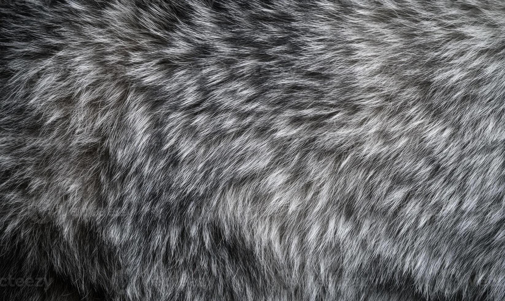 The fur is grey and has a lot of texture photo