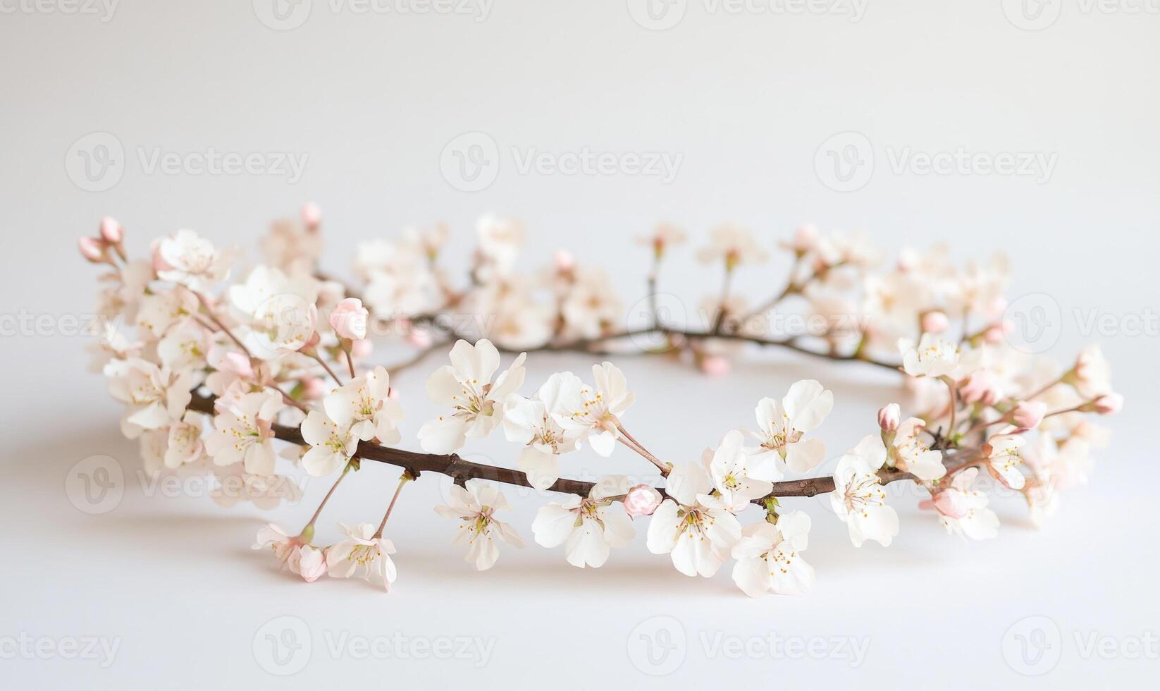 A white flower crown made of branches and flowers photo