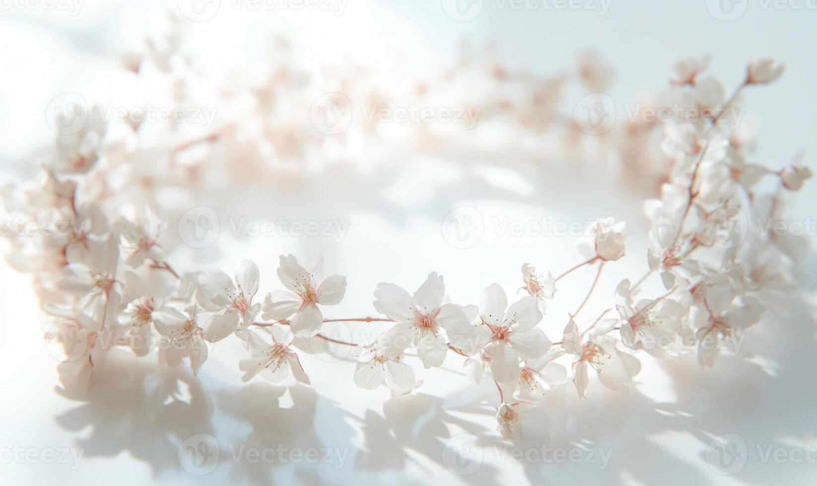 A white flower arrangement with a white background photo