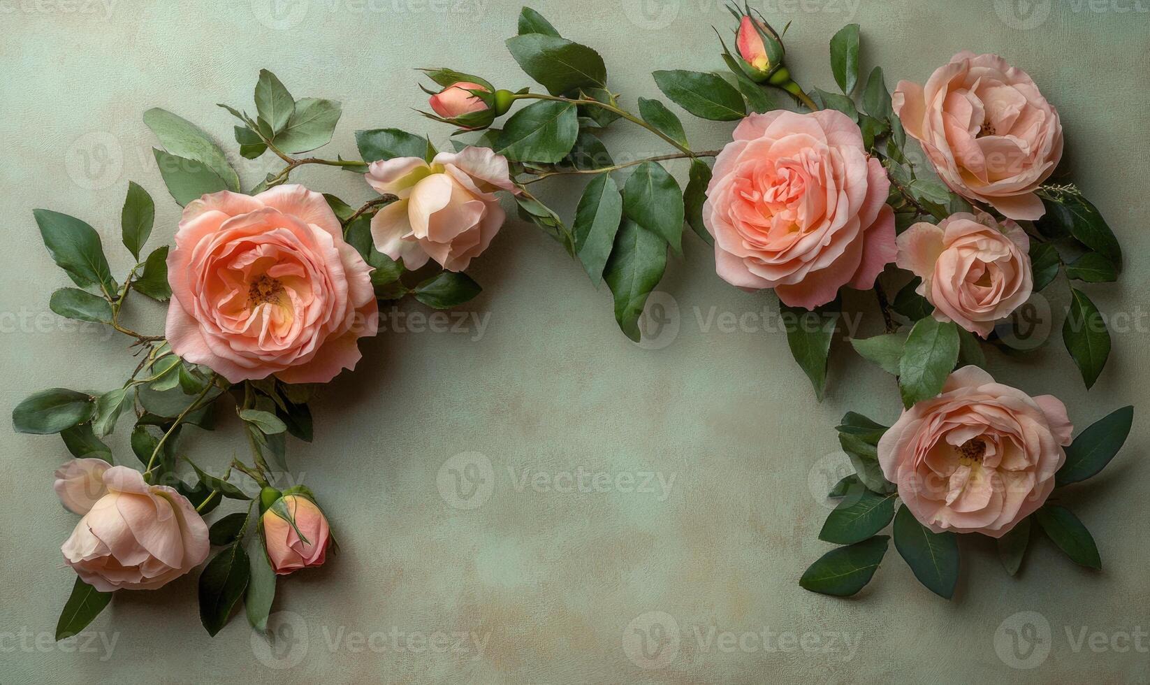 A bouquet of pink flowers is arranged in a spiral pattern photo