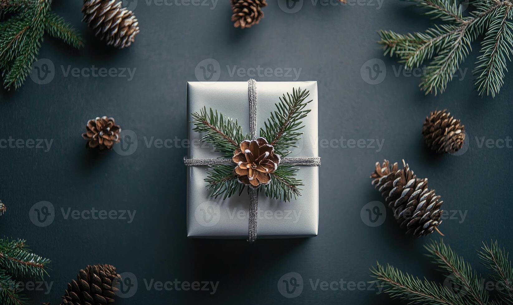 A white box with a pine tree on top of it photo