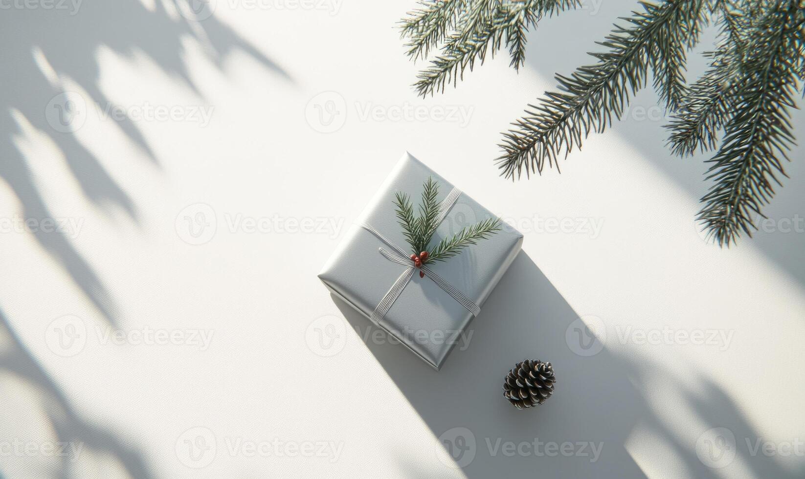 A silver box with a pine cone on top of it photo