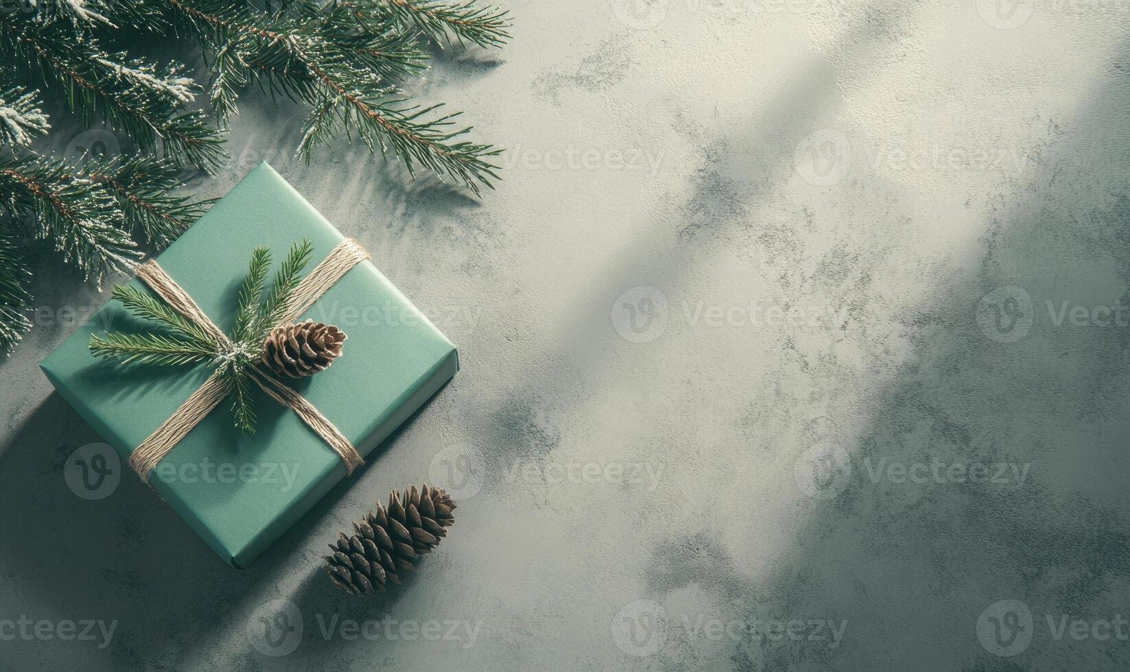 A green box with pine cones on top of it photo