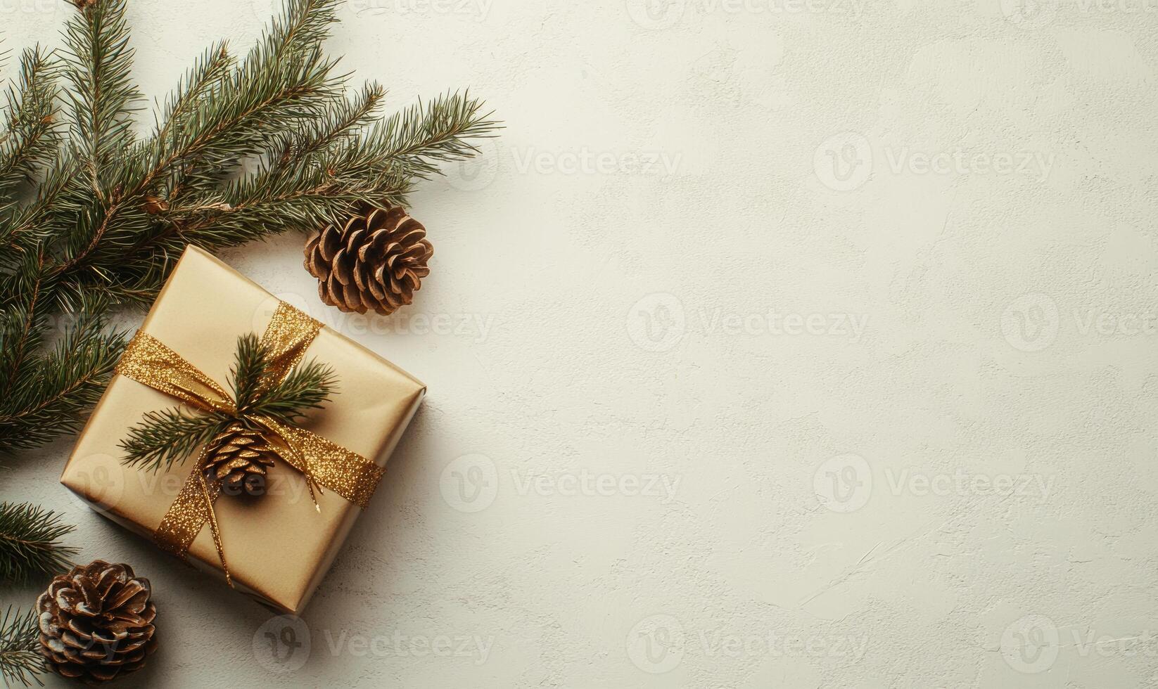 A gold box with a ribbon on top of a white background photo